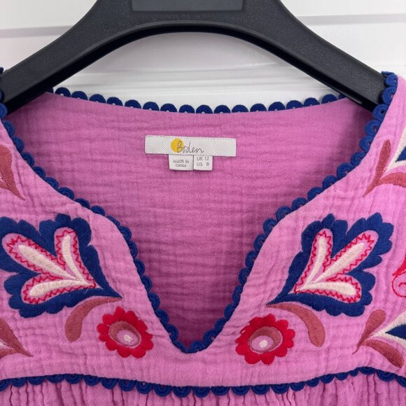 Boden Abigail Floral Embroidered Top in Pink Size 8 (US) - Picture 3 of 3